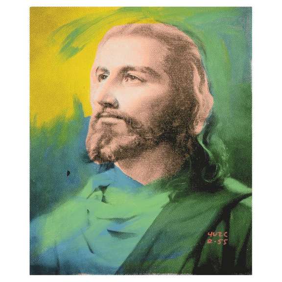 Ringo Daniel Funes (Protege of Andy Warhol's Apprentice, Steve Kaufman), "Jesus" One-of-a-Kind Mixed Media on Canvas, Hand Signed with Certificate of Authenticity.