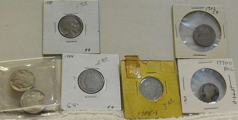 Barber Dime, Liberty V Nics, Buff Nics