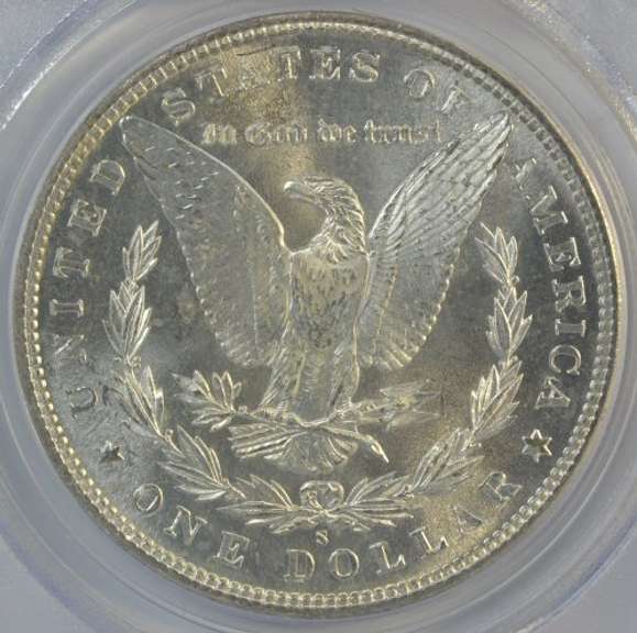 Super blazing Gem BU 1882-S Morgan Silver Dollar. PCGS MS65