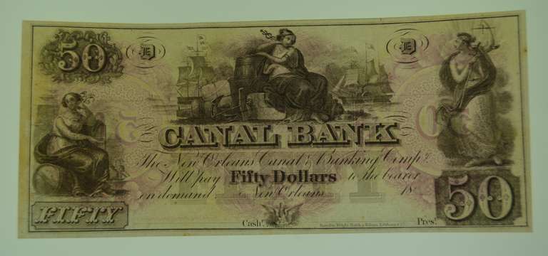 1850's $50 Canal Bank New Orleans