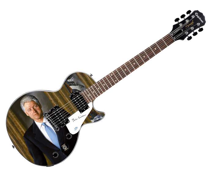 President Bill Clinton Autographed Custom Graphics Gibson Epiphone Guitar ACOA