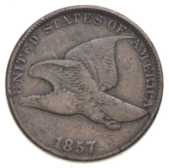 1857 Flying Eagle Cent - 5.9 - Clash With 50C Rare Error