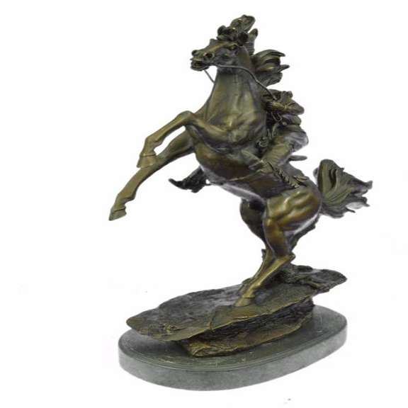 Western Cowboy with Bucking Horse Bronze Sculpture