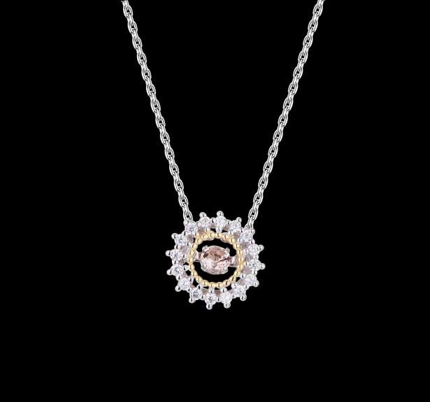 Two Tone delicate Daily wear Dancing Stone Pendant