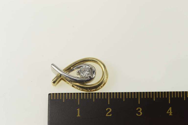 10K Yellow Gold 0.23 Ct Diamond Two Tone Loop Diamond Pendant