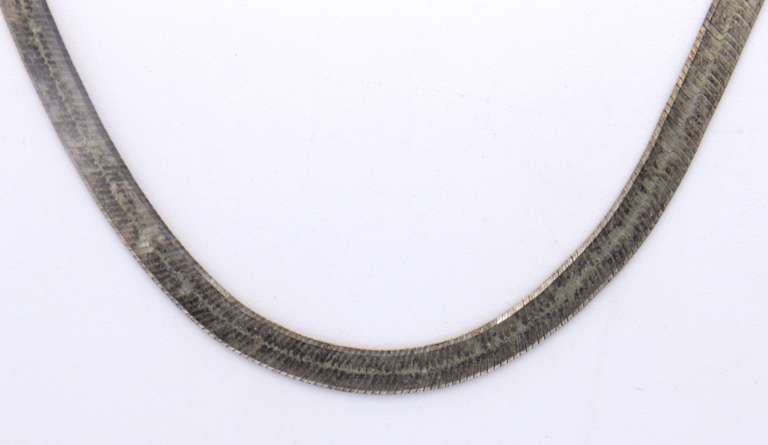 Vintage Sterling Silver Herringbone Necklace