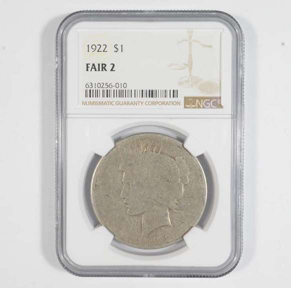 FAIR 2 1922 Peace Silver Dollar - Graded NGC LOW BALL