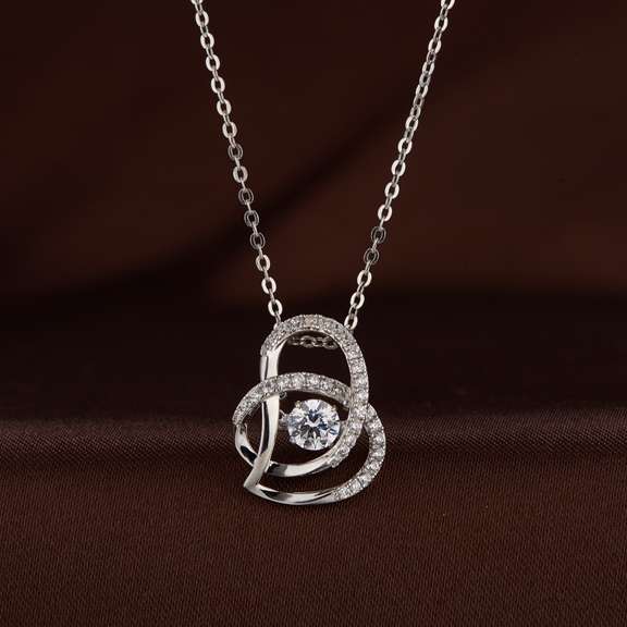 Hug in Dancing Diamond Silver Pendant