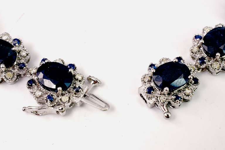 Delightful 120.51CTW Blue Sapphire Necklace & Bracelet with 2.83CTW Diamond Accents in Platinum Plated Sterling Silver