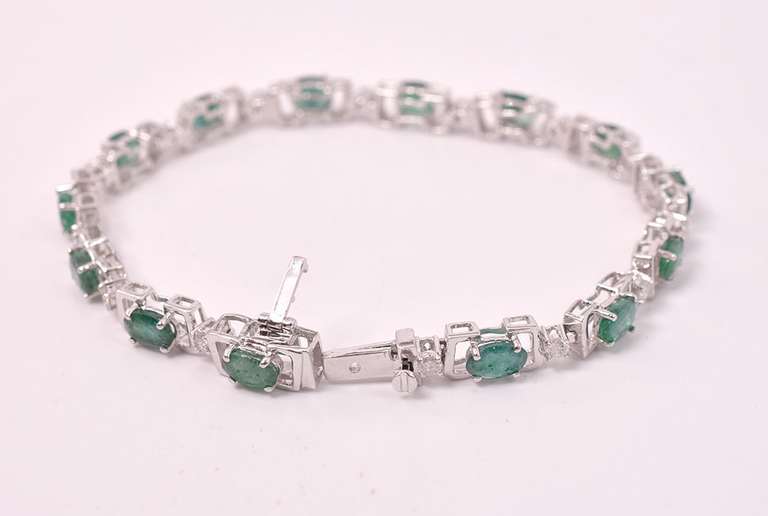 Incredible 6.34CTW Natural Emerald & 0.76CTW Diamond Bracelet in Sterling Silver