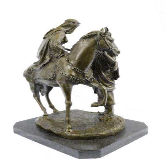 A Man Helping his wife Bronze Statue