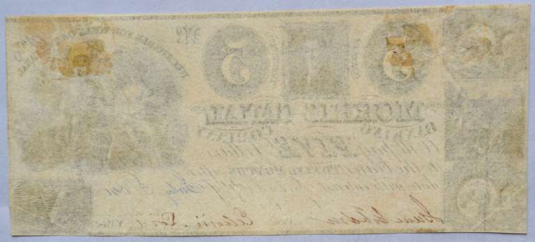 $ 5 Morris Canal Bank Co New Jersey Unc 1841 Note