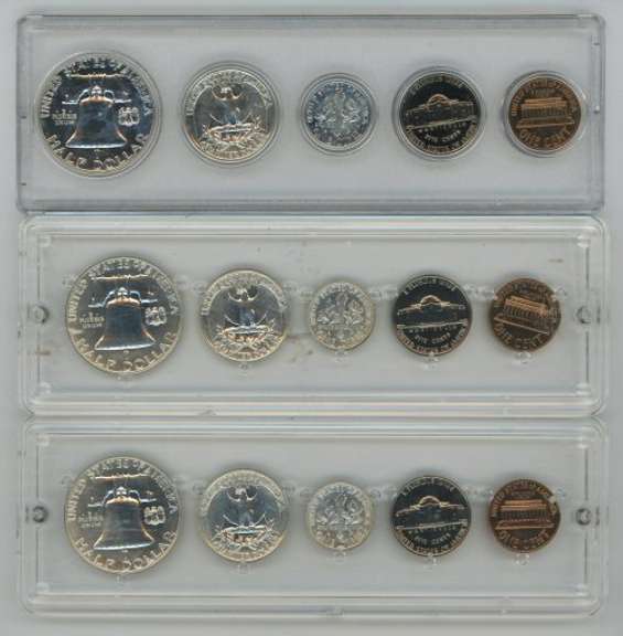 3 Gem 1959 Proof Sets in custom plastic holders
