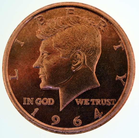 1964 Kennedy 1 oz .999 Fine Copper Round