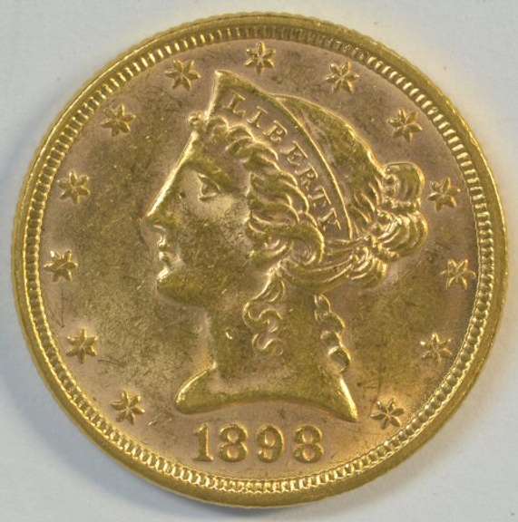 Ultra-fresh choice BU 1898 US $5 Liberty Gold Piece