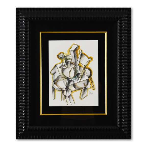 Yuroz, Framed Original Mixed Media Watercolor Painting, Hand Signed with Letter of Authenticity.