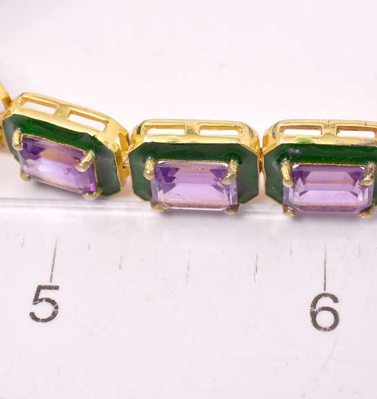 Amazing 36.90CTW Amethyst Rope Bracelet in Gold Plated Sterling Silver