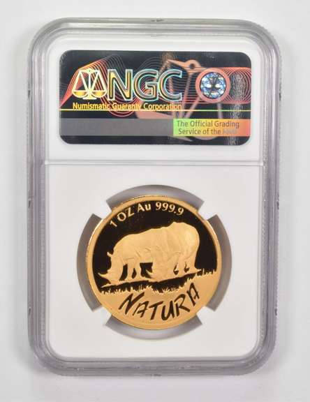 PF70UCAM 1995 South Africa 1 Oz .999 Gold - Natura - Rhinoceros - NGC
