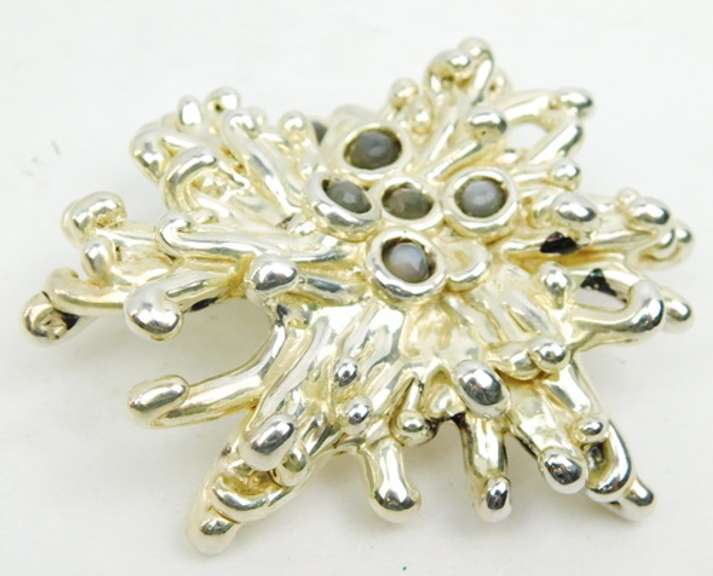 Amazing Large Sterling Chrysanthemum Flower Pendant