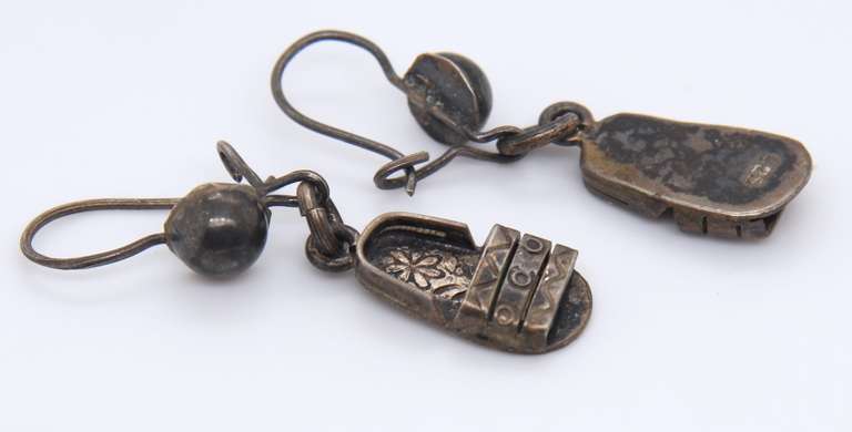 Vintage sterling Silver Dangle Shoe Earrings