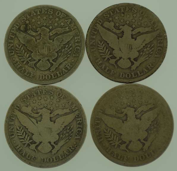 Four(4) 1906 Barber Half Dollar