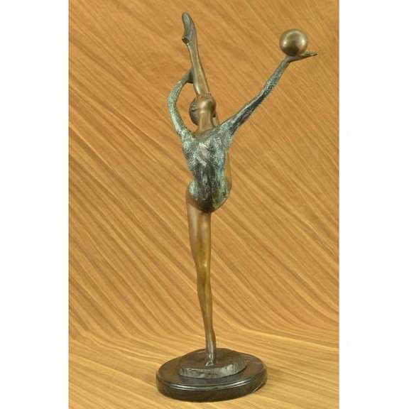 Gymnast Balancing Ball Bronze Sculpture