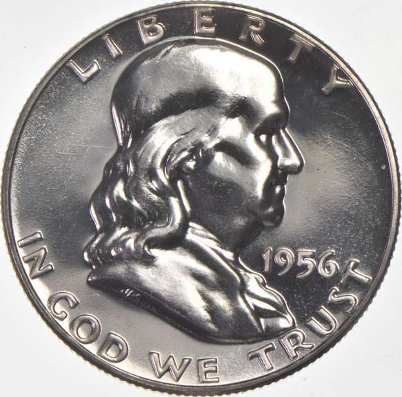 1956 Franklin Half Dollar - Type 1 - Hairlines - Detailed