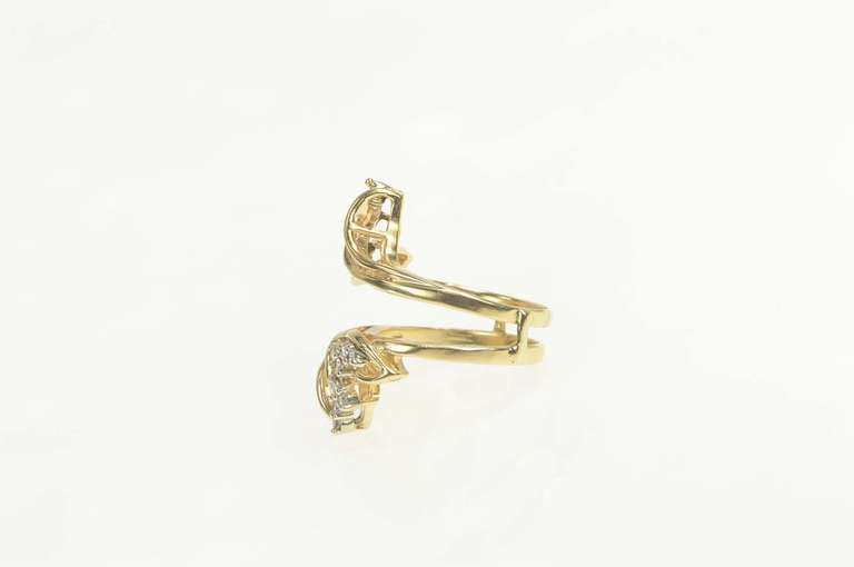 14K Yellow Gold 0.32 Ctw Diamond Retro Wedding Wrap Band Ring