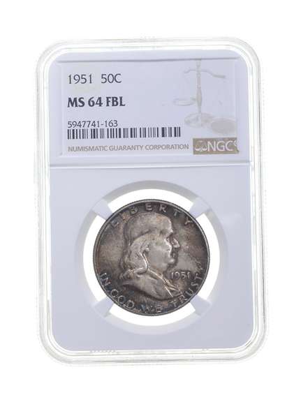 MS64 FBL 1951 Franklin Half Dollar - Graded NGC