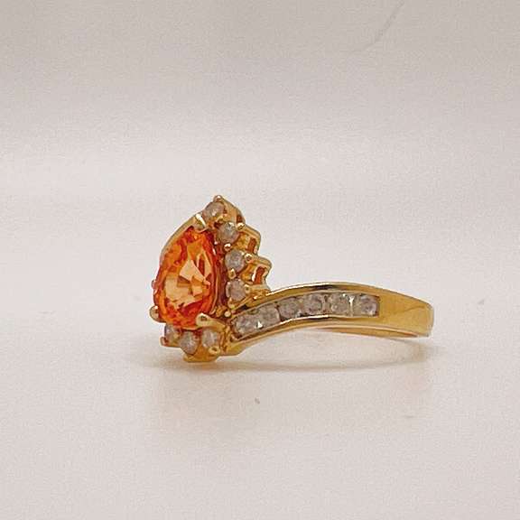 14kt Gold, Spessartine Garnet, & Diamond Ring