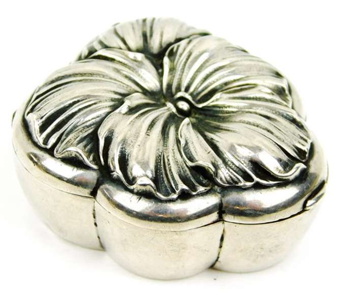 Antique 800 Silver Pansy Box