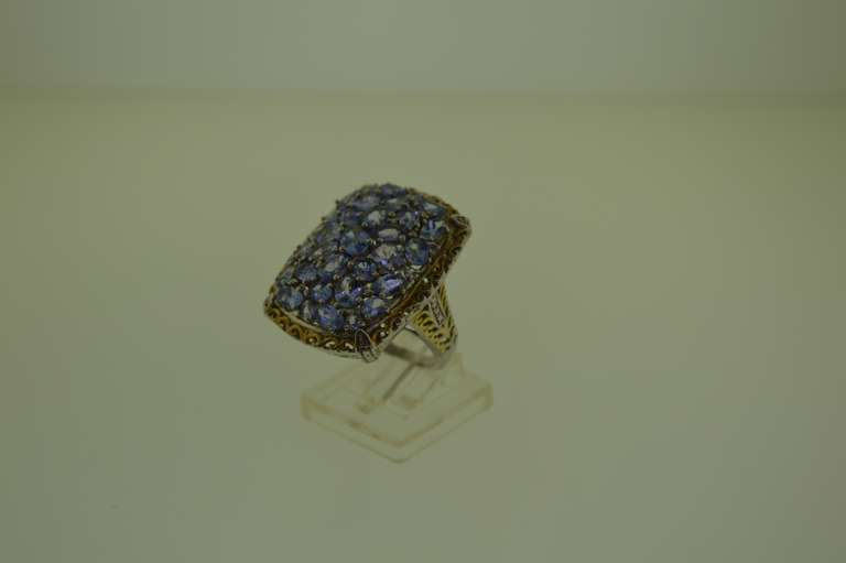 Sterling Silver Purple Stone Cluster Ring