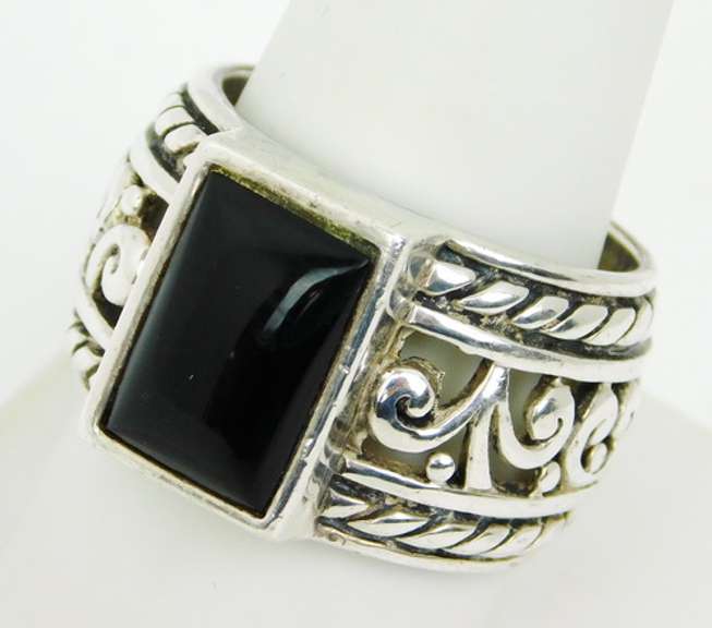 Silpada Wide Sterling Black Onyx Ring, Size 10