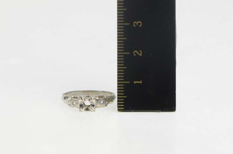 14K White Gold Vintage NOS 1950's Engagement Setting 2.5mm Ring