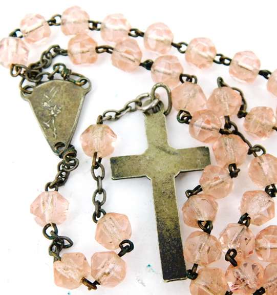 Vintage Pink Crystal Rosary