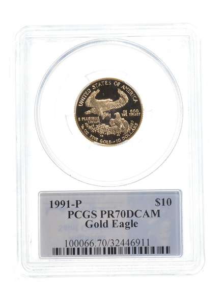 PR70 DCAM 1991-P $10 American Gold Eagle - 1/4 Oz Fine Gold - PCGS