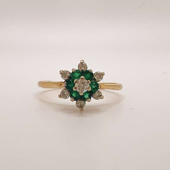14kt Gold, Emerald, & Diamond Cocktail Ring