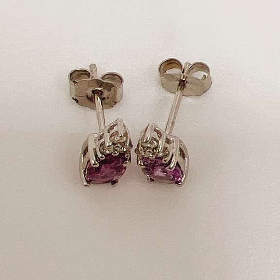 14kt Gold, Pink Sapphire, & Diamond Earrings