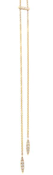 New Yellow Gold Gabriel & Co Pave Diamond Spike Lariat Necklace