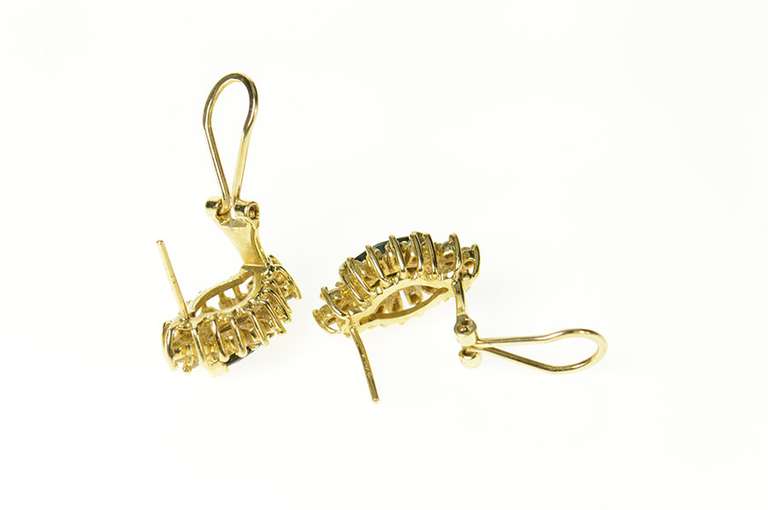 14K Yellow Gold Natural Sapphire Diamond Halo French Clip Earrings