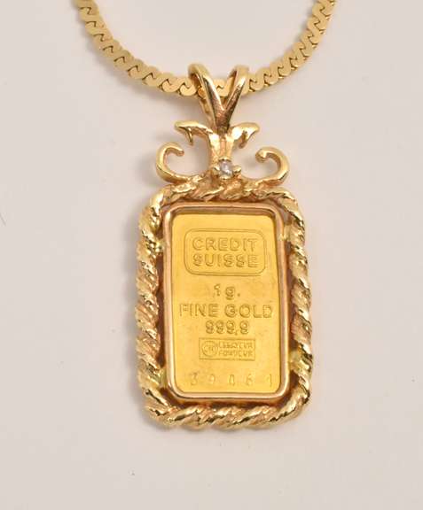 24k Ingot Pendant on a Necklace