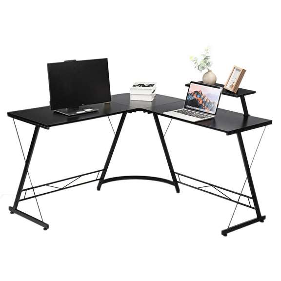 L-Shape Corner Desk with Removable Shelf