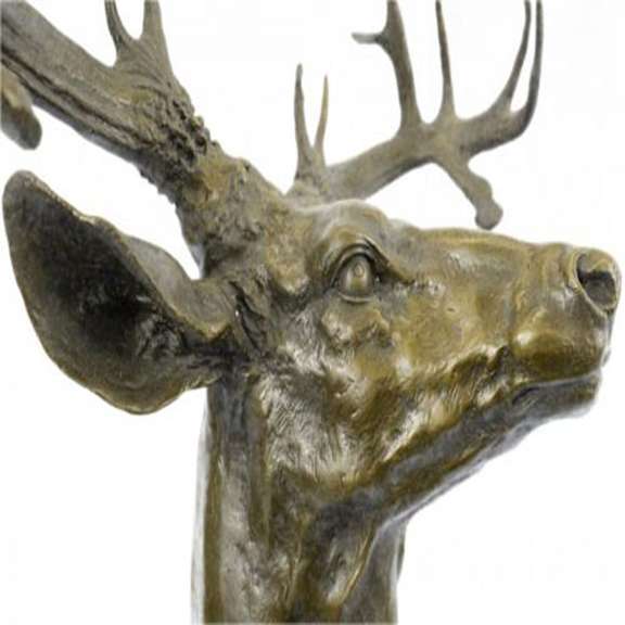 Elk Deer Stag Bust Bronze Statue
