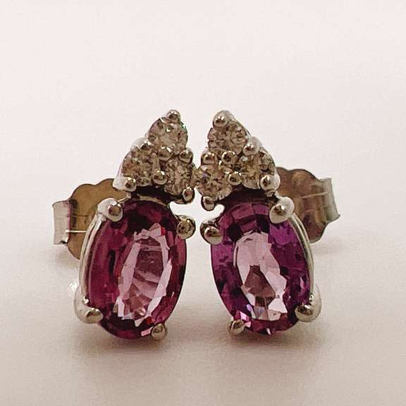 14kt Gold, Pink Sapphire, & Diamond Earrings