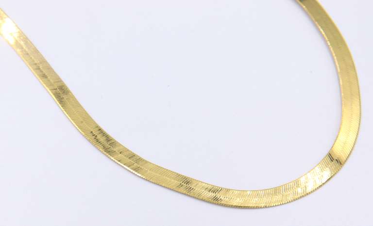 Vintage Italian Sterling Silver Herringbone Necklace