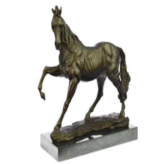 Arabian Horse Bronze Sculpture on Marble Base Figurine