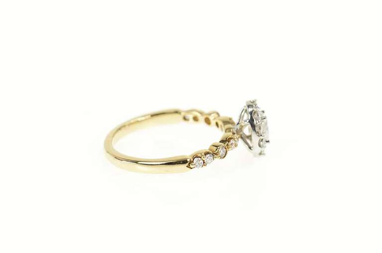 14K Yellow Gold 0.75 Ct Oval Diamond Halo Engagement Ring