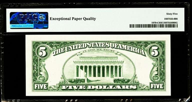 Gem Crisp 1969A $5 Federal Reserve Note Philadelphia PMG 65 EPQ!!