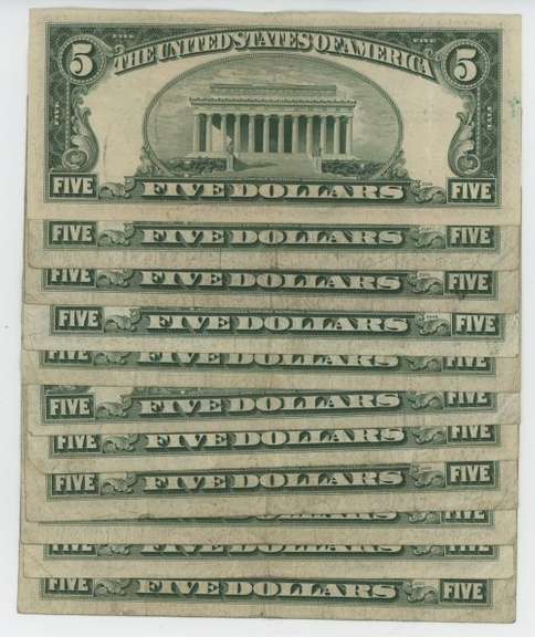 Nice lot of 11 Series of 1953 $5 Blue Seal Silver Certificates