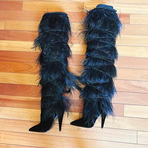 Brand New Saint Laurent Ostrich Boots! Retail $10,000!